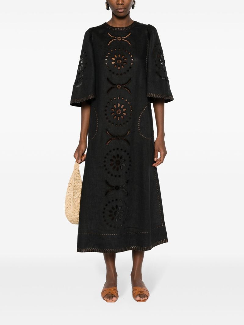 Black Mia Broderie-anglaise Linen Dress