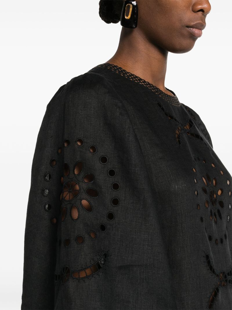 Black Mia Broderie-anglaise Linen Dress