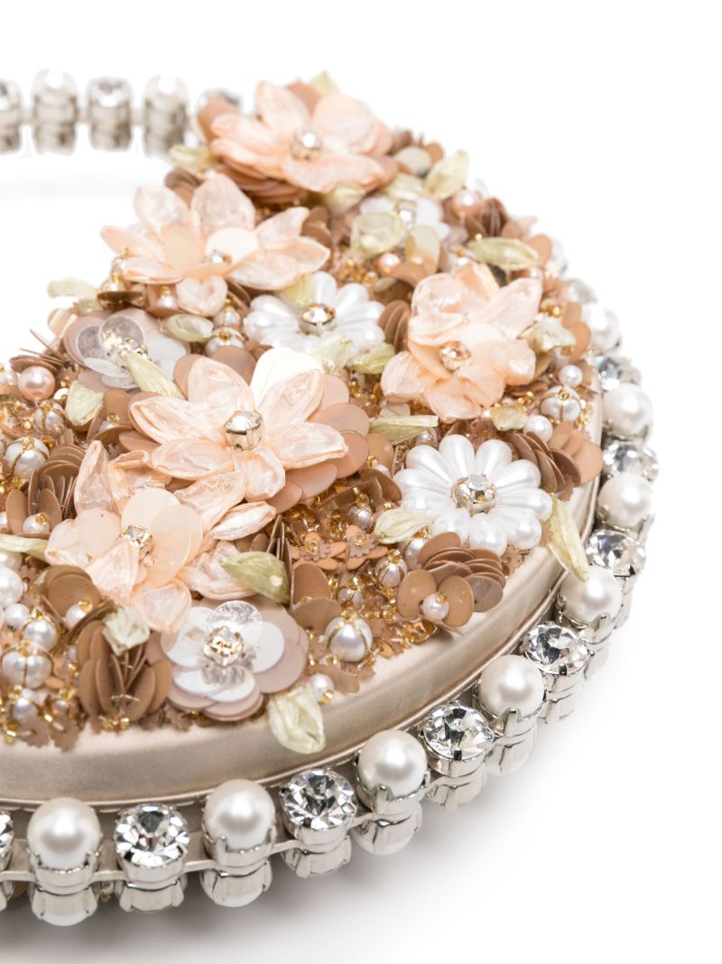 Brown Eternity Floral-appliquÃ_x0083_Â© Clutch Bag