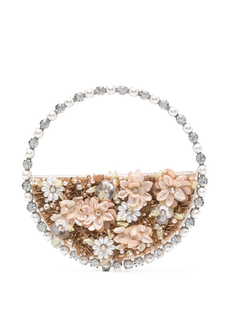 Brown Eternity Floral-appliquÃ_x0083_Â© Clutch Bag