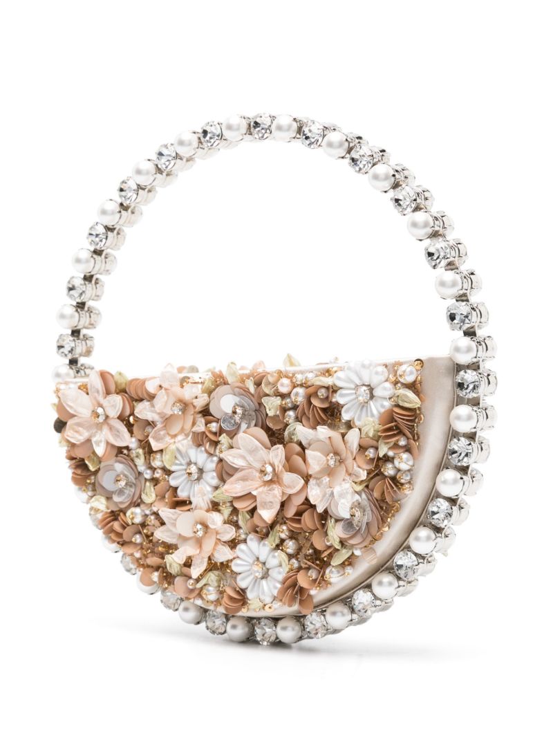Brown Eternity Floral-appliquÃ_x0083_Â© Clutch Bag