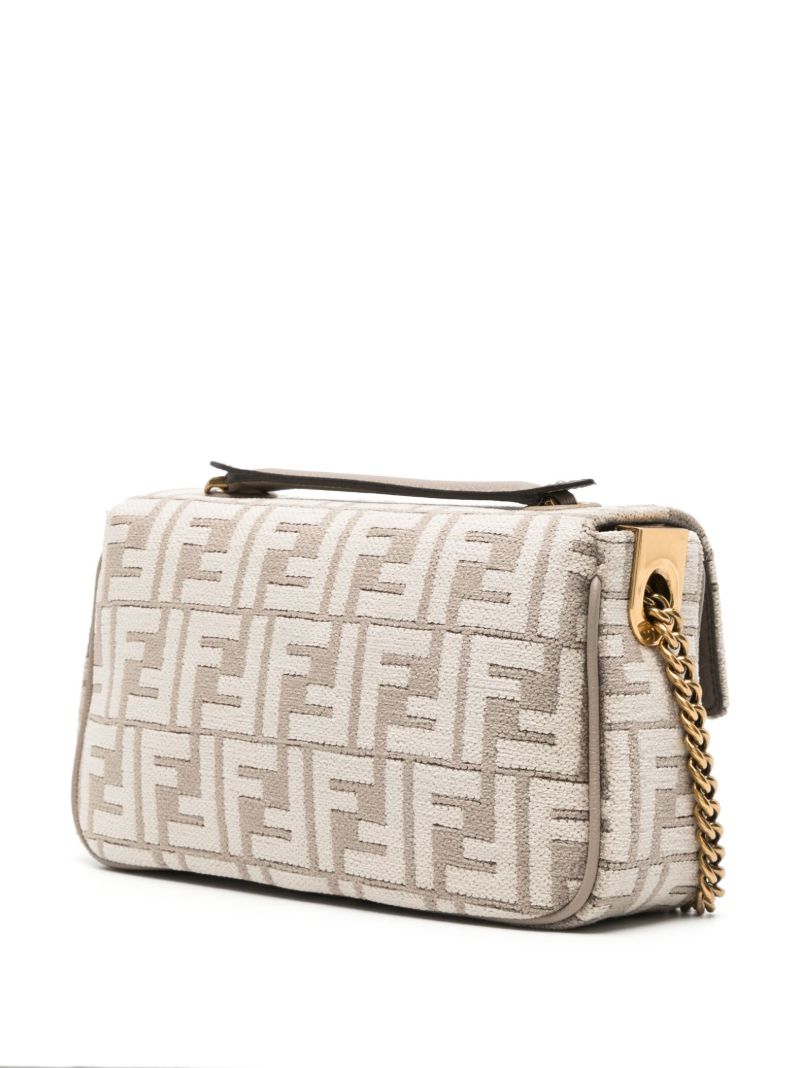 Neutral Baguette Chenille Shoulder Bag