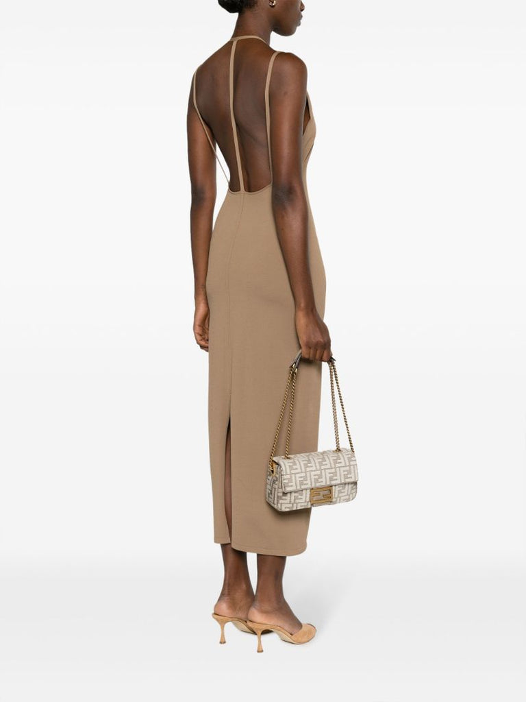 Neutral Baguette Chenille Shoulder Bag