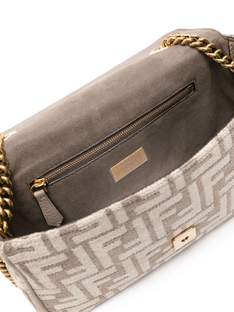 Neutral Baguette Chenille Shoulder Bag