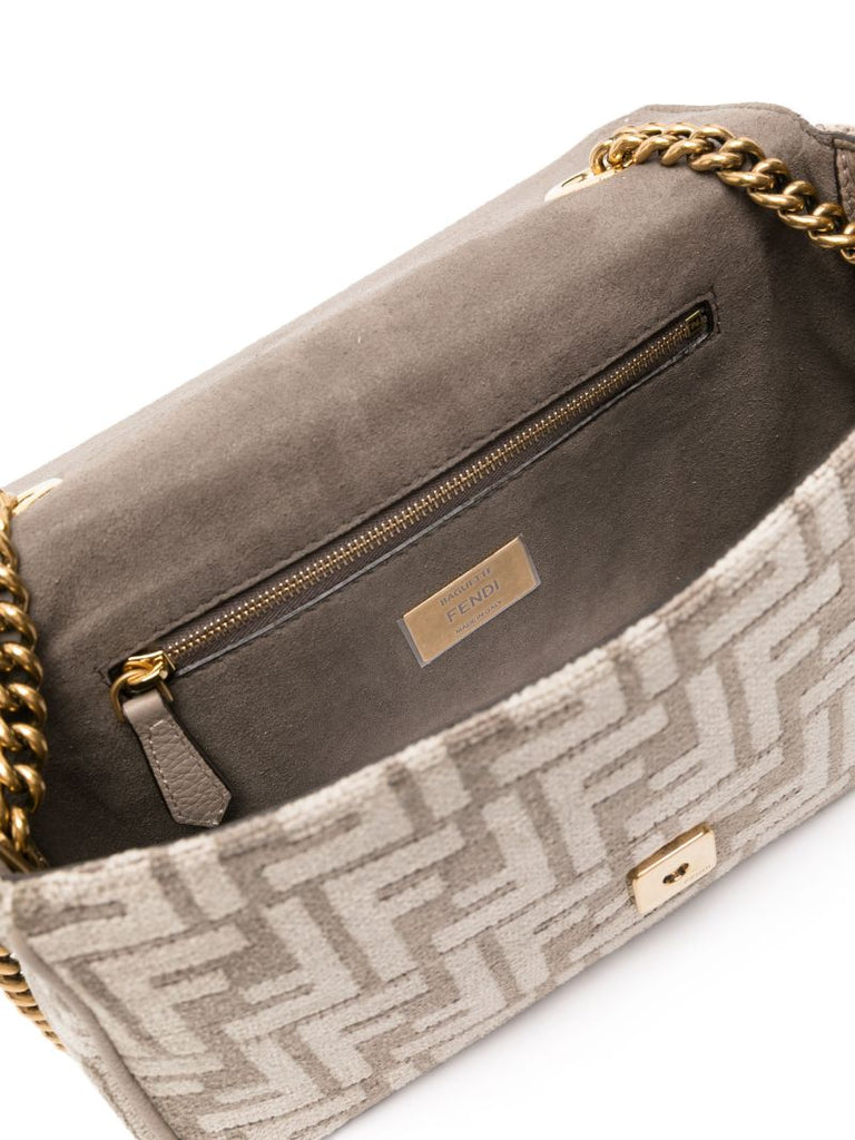 Neutral Baguette Chenille Shoulder Bag