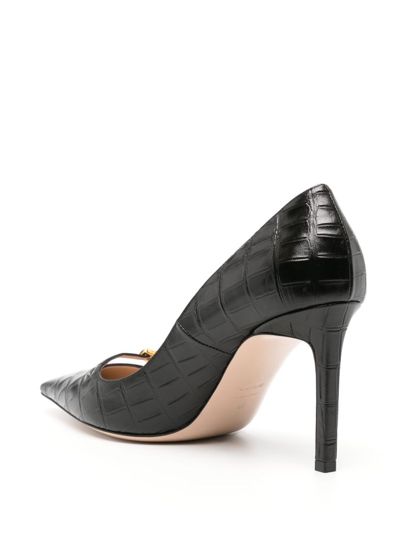 Black Angelina 85 Crocodile-embossed Pumps