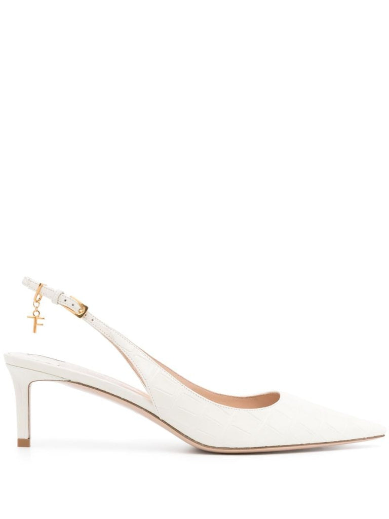 White Angelina 55 Leather Pumps