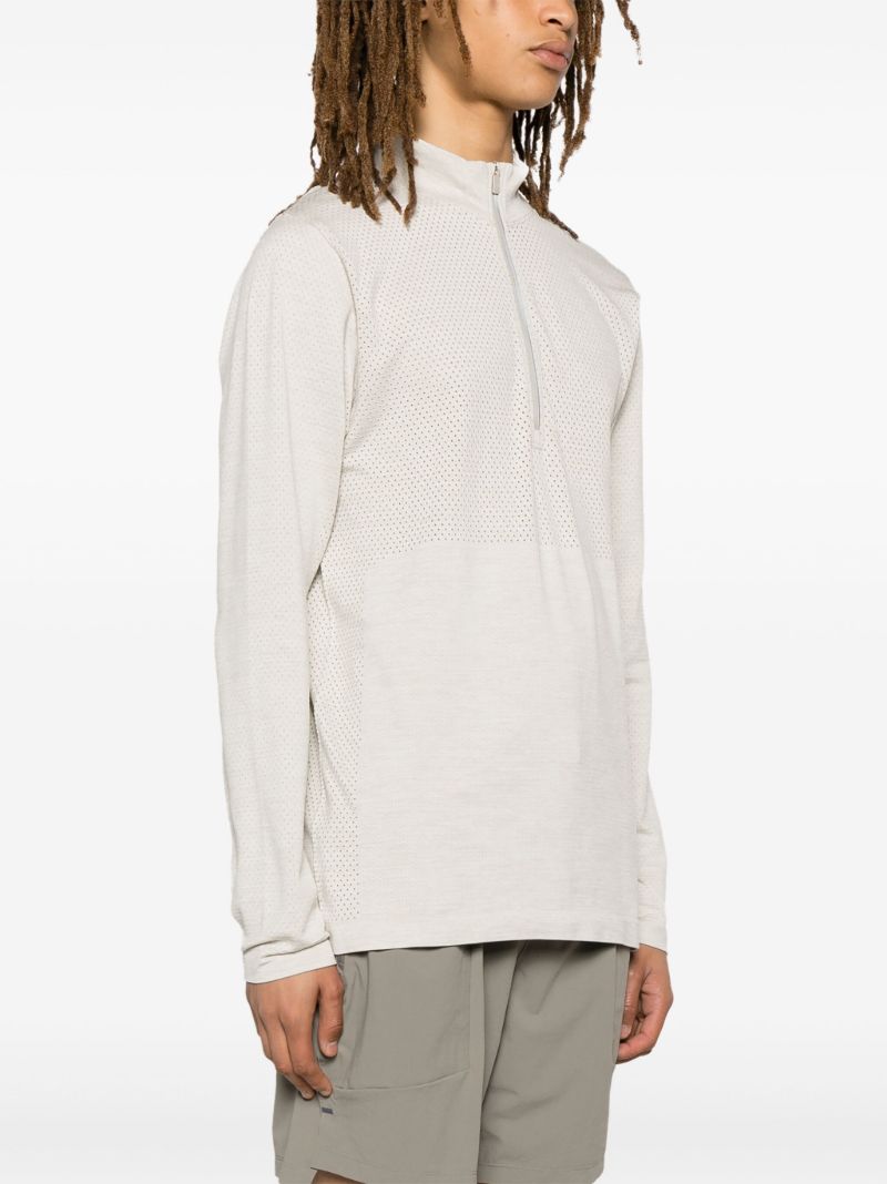 Grey Metal Vent Tech Half-zip Long Sleeve T-shirt