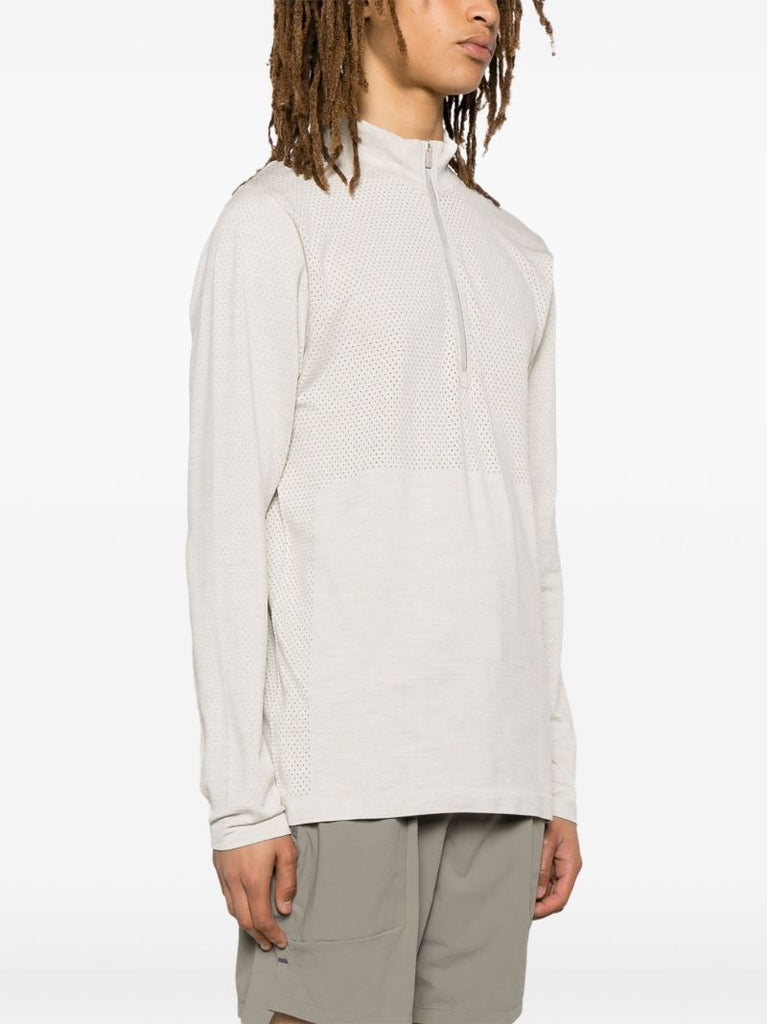 Grey Metal Vent Tech Half-zip Long Sleeve T-shirt