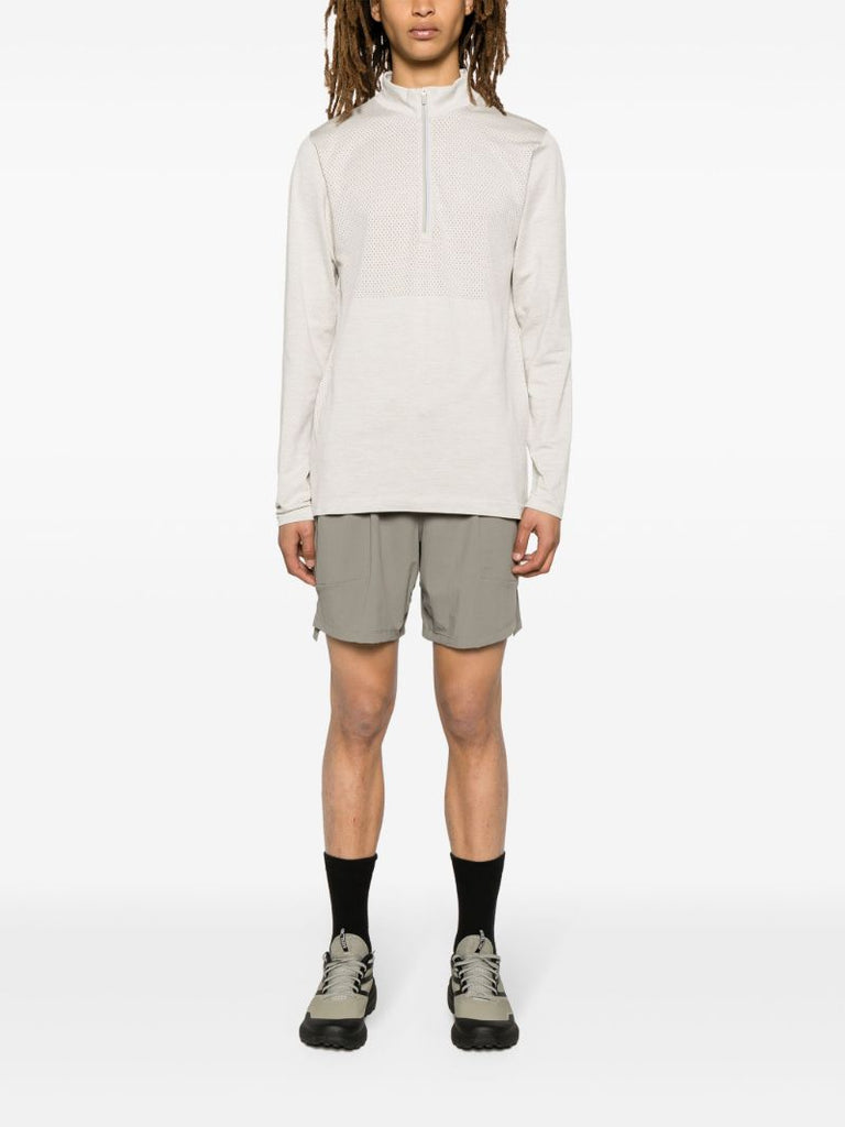 Grey Metal Vent Tech Half-zip Long Sleeve T-shirt