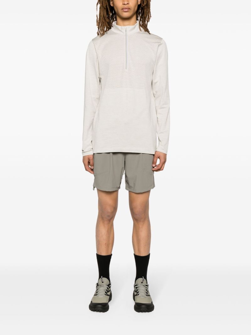 Grey Metal Vent Tech Half-zip Long Sleeve T-shirt