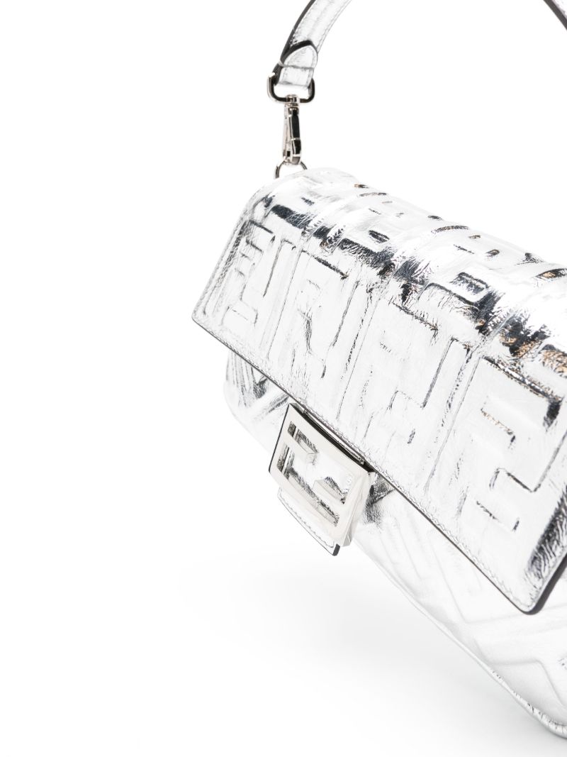 Silver Baguette Monogram Embossed Shoulder Bag