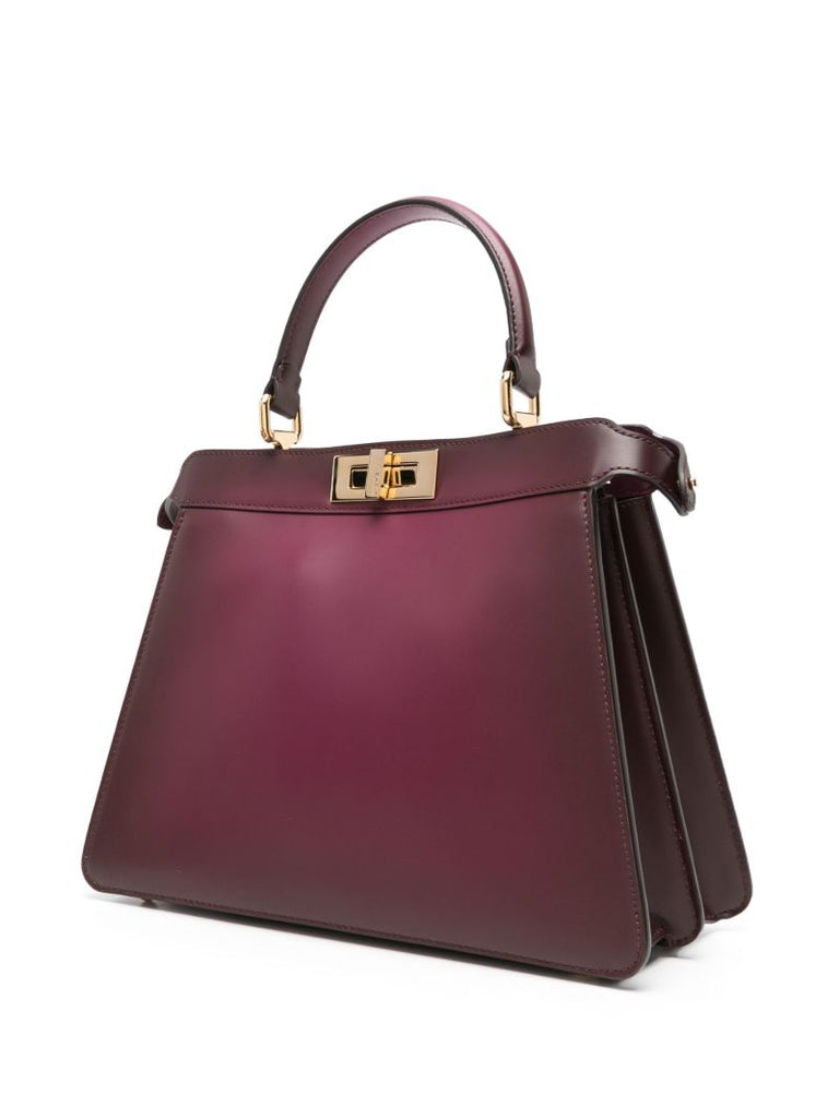 Red Peekaboo Iseeu Leather Tote Bag
