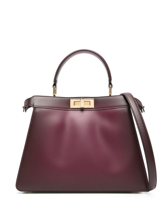 Red Peekaboo Iseeu Leather Tote Bag