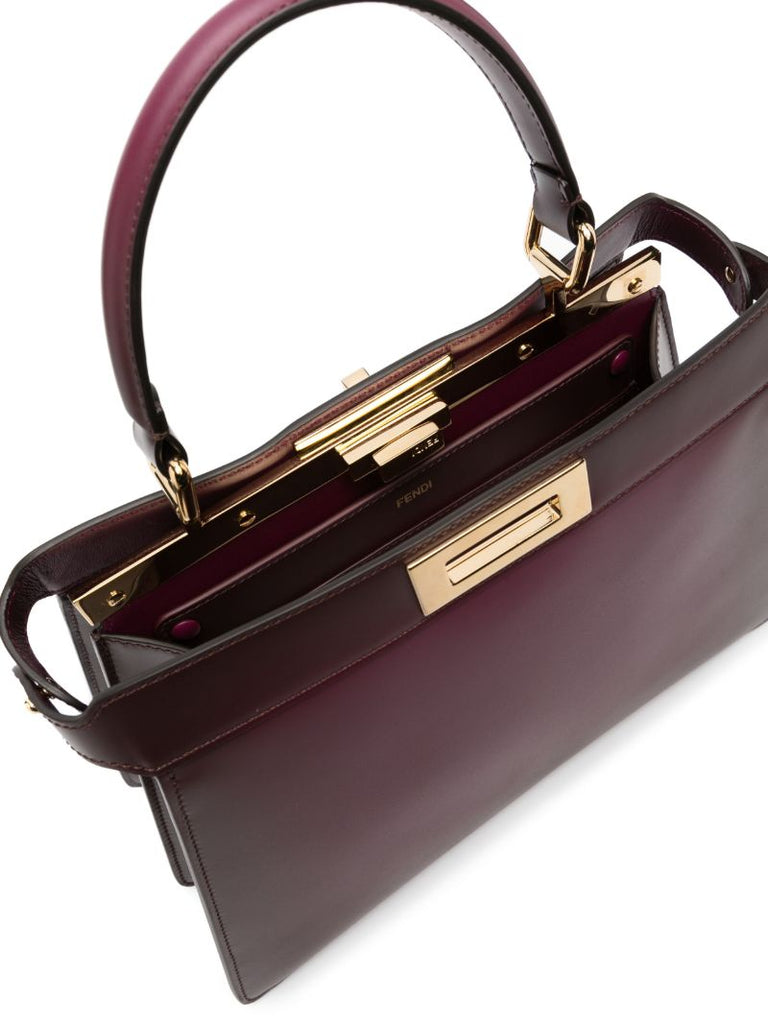 Red Peekaboo Iseeu Leather Tote Bag