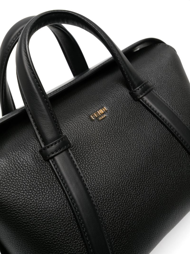 Black Boston Leather Tote Bag