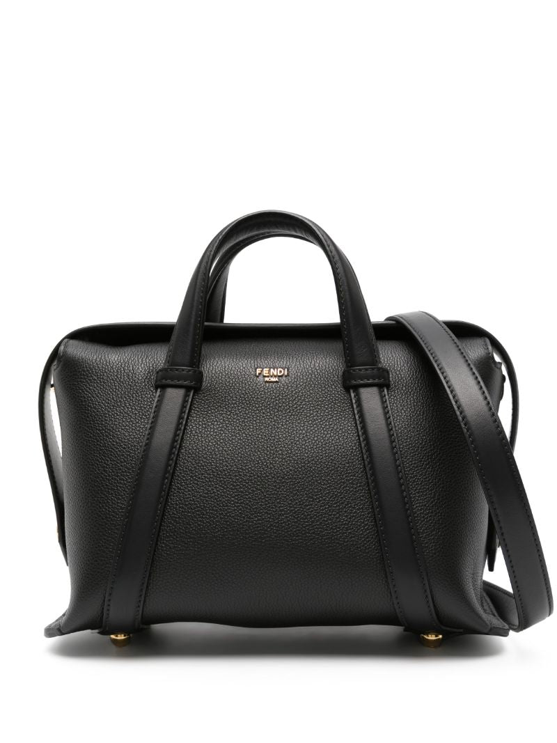 Black Boston Leather Tote Bag