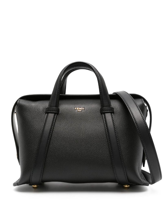 Black Boston Leather Tote Bag