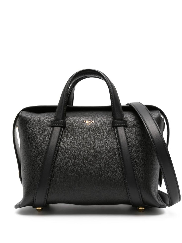 Black Boston Leather Tote Bag