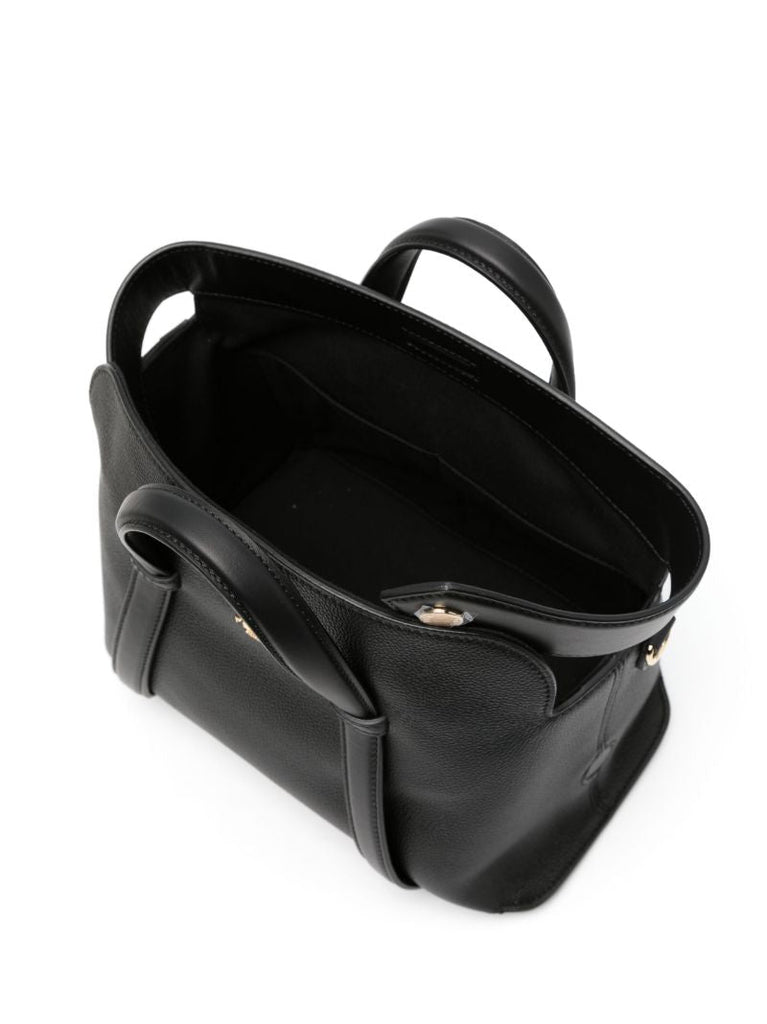 Black Boston Leather Tote Bag