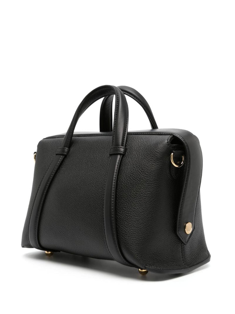 Black Boston Leather Tote Bag