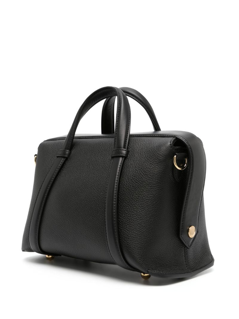 Black Boston Leather Tote Bag