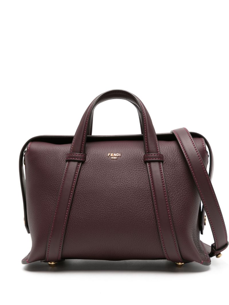 Red Boston Leather Tote Bag