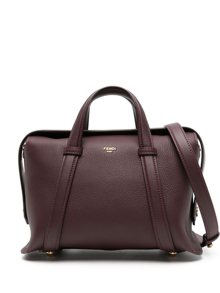 Red Boston Leather Tote Bag