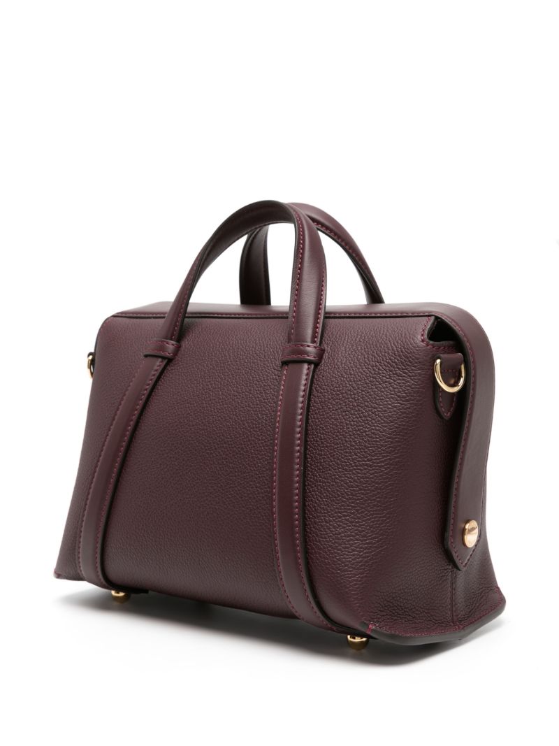 Red Boston Leather Tote Bag