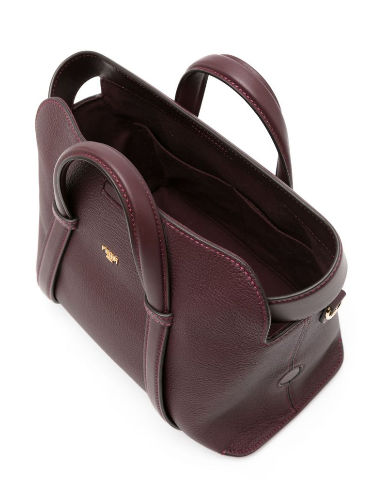 Red Boston Leather Tote Bag