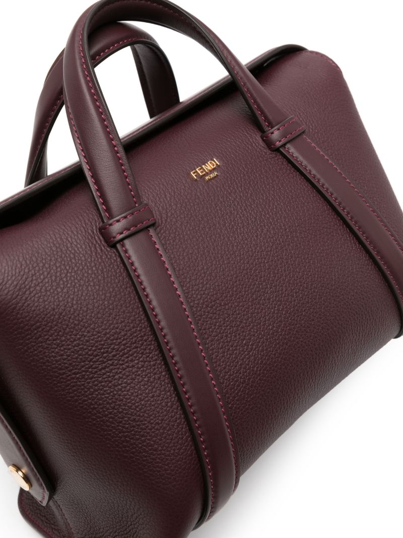 Red Boston Leather Tote Bag