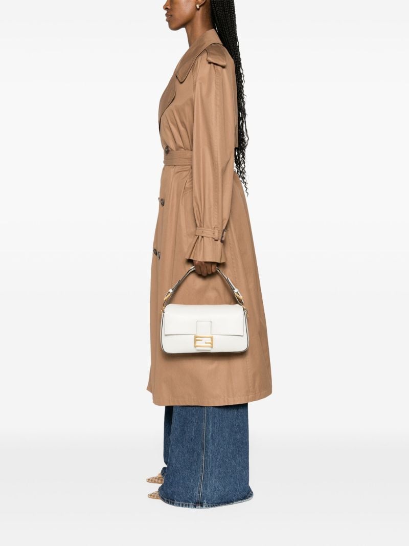 White Ff Leather Shoulder Bag