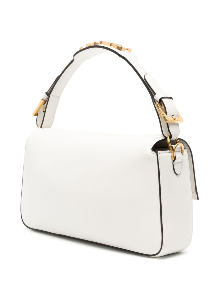 White Ff Leather Shoulder Bag
