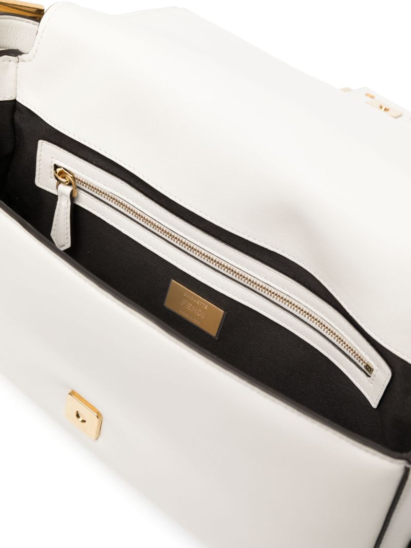 White Ff Leather Shoulder Bag