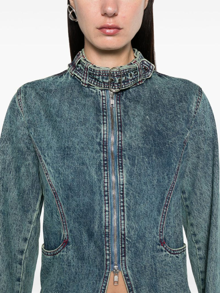 Blue Zip-up Denim Coat