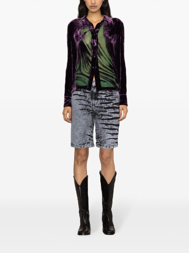 Green Crushed Velvet Shirt