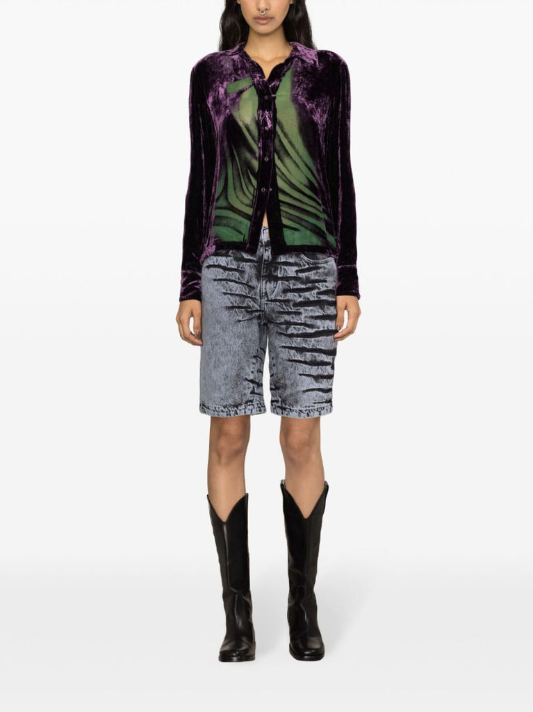 Green Crushed Velvet Shirt