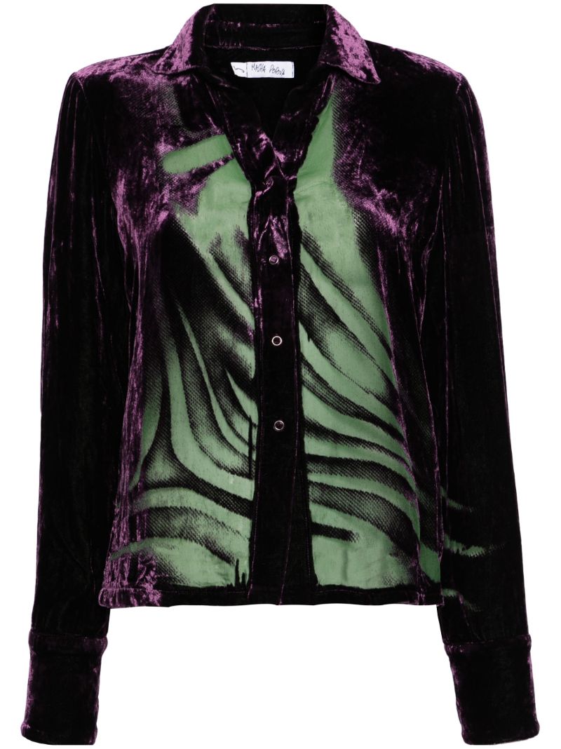 Green Crushed Velvet Shirt