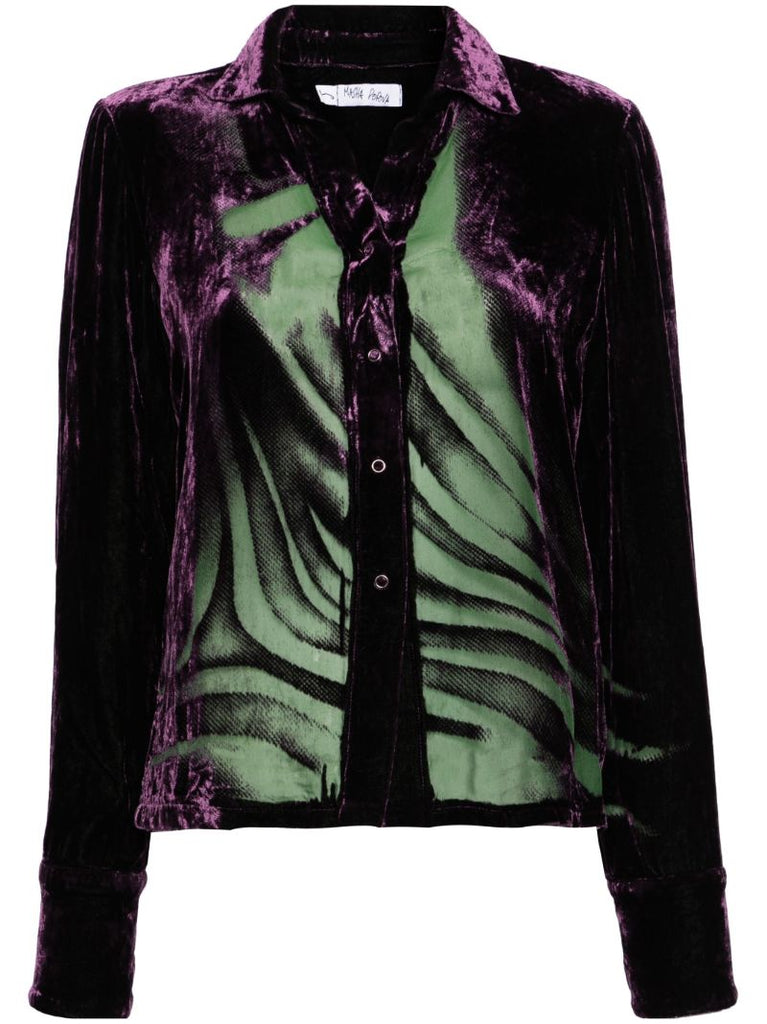 Green Crushed Velvet Shirt