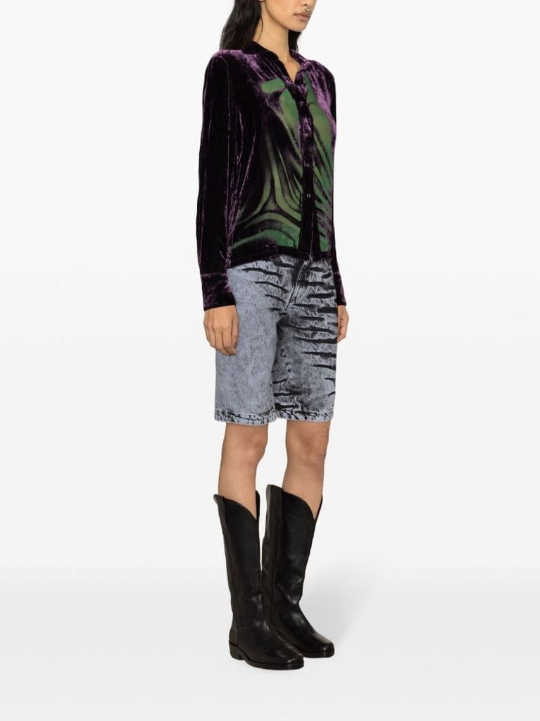 Green Crushed Velvet Shirt