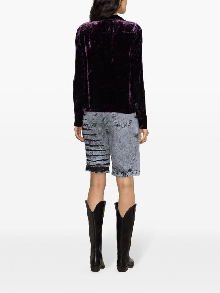Green Crushed Velvet Shirt