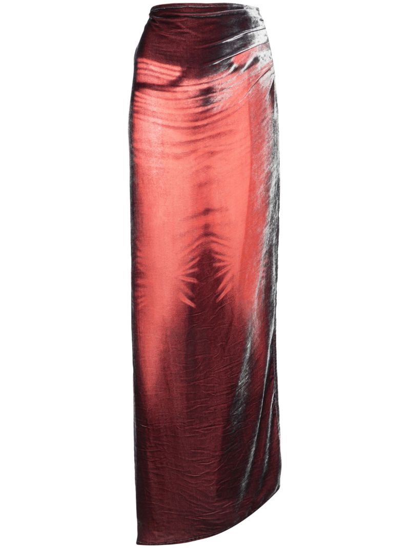 Red Whisker Velvet Maki Skirt
