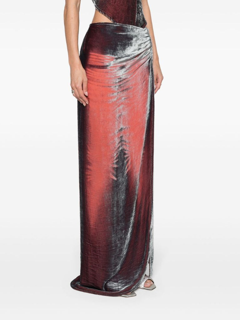Red Whisker Velvet Maki Skirt