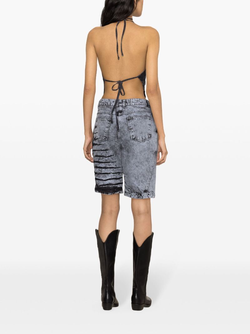 Black Bleach-wash Denim Top