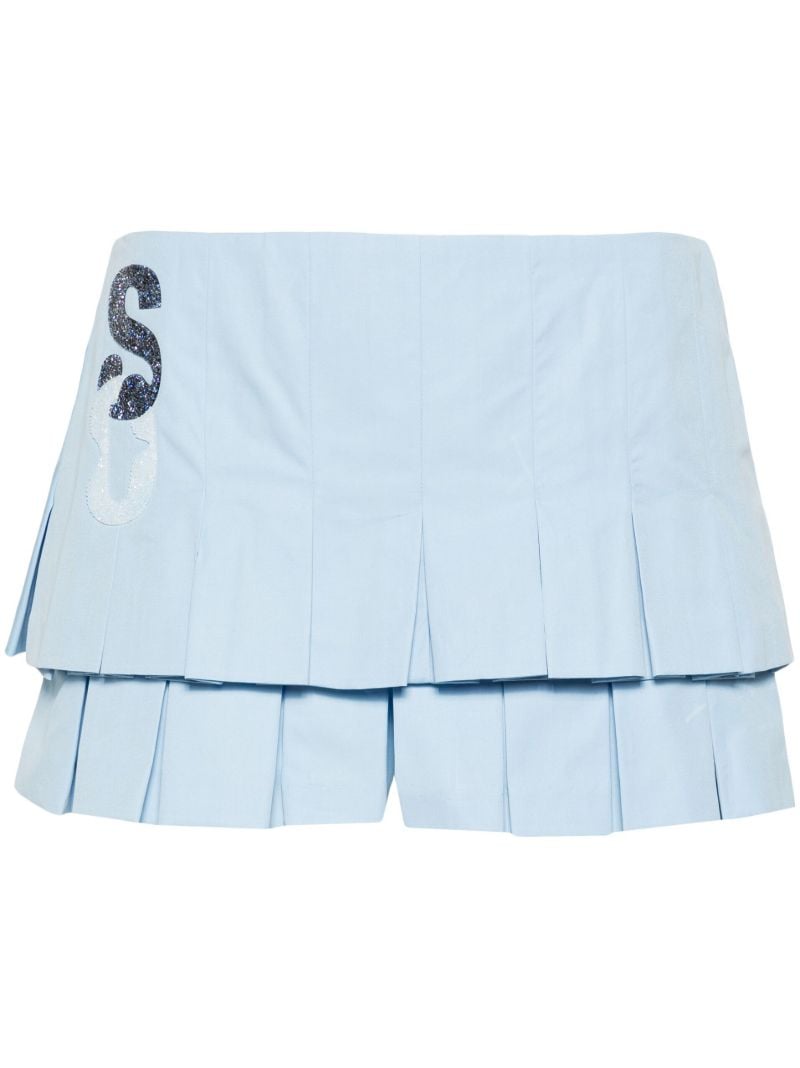 Blue Ra-ra Organic-cotton Pleated Skort