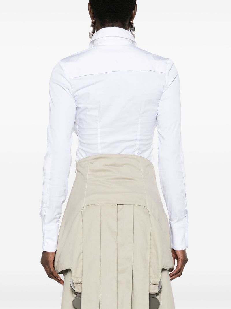 White Point-collar Shirt Bodysuit