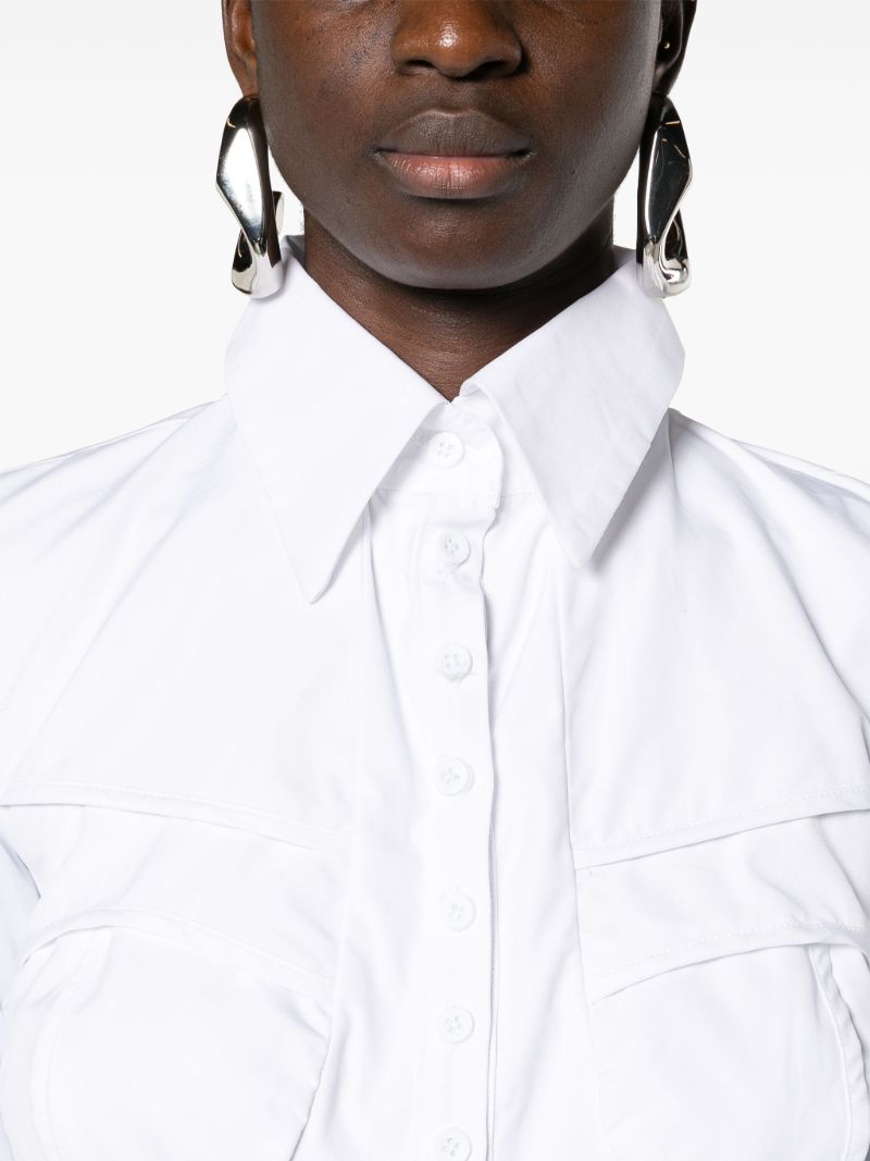 White Point-collar Shirt Bodysuit