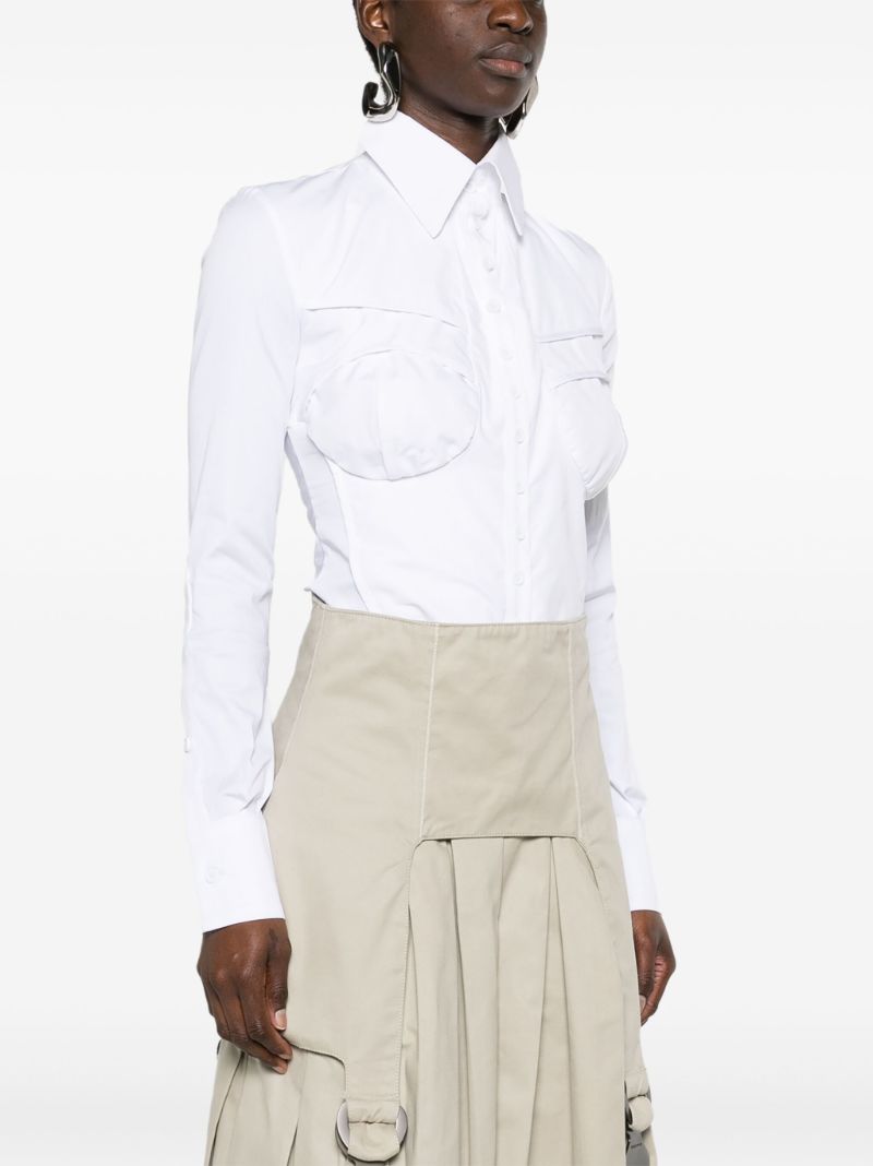 White Point-collar Shirt Bodysuit