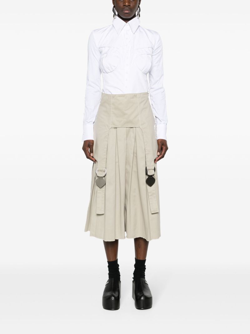 White Point-collar Shirt Bodysuit