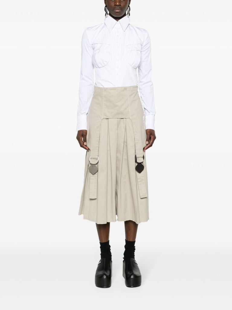 White Point-collar Shirt Bodysuit
